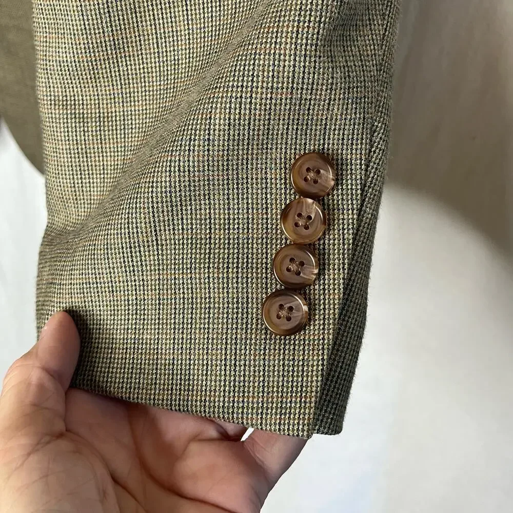 Lauren‎ Ralph Lauren Macys Beige Tan Blazer Silk Wool Blend Size 43R Men Jacket
